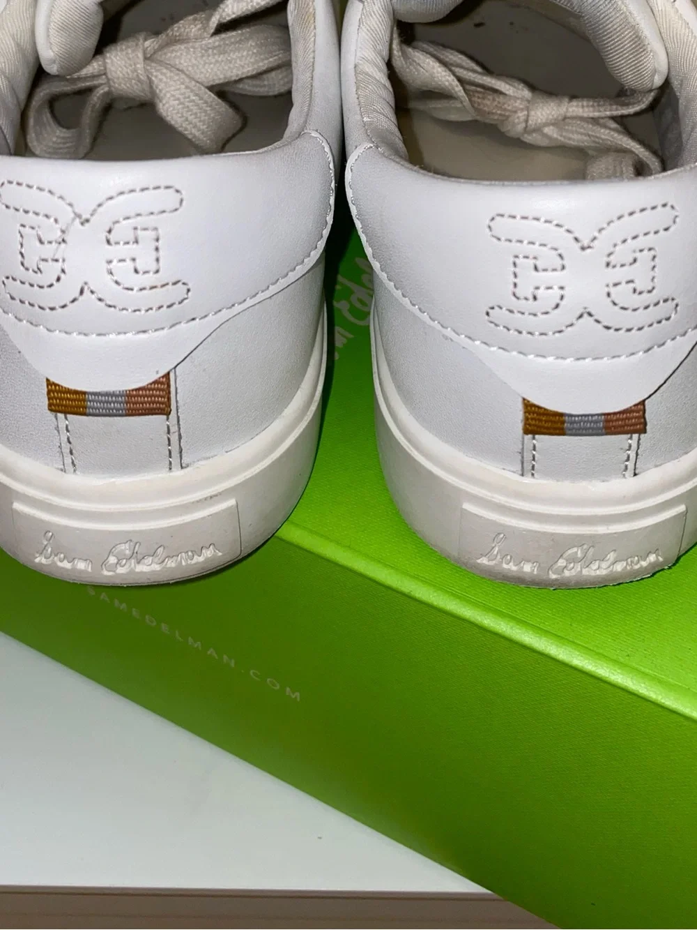 Sam Edelman White Leather Low-Top Sneakers